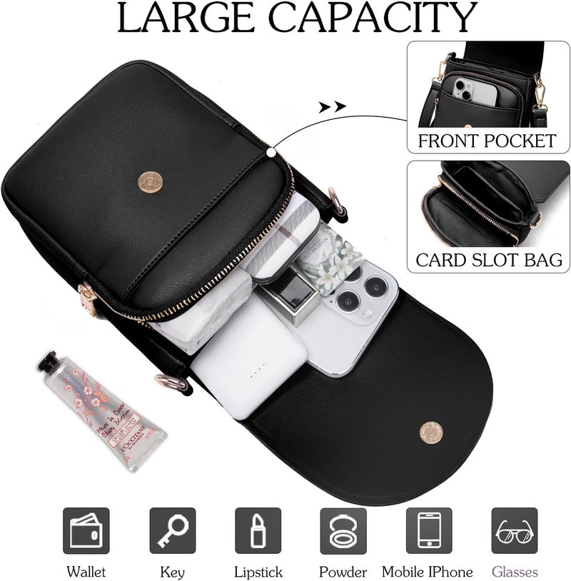 Viverte Crossbody Purse for Teen Girls Small Initial Cell Phone Toddler Purse Leather Triple Compartment Crossbody Bags - Image 3